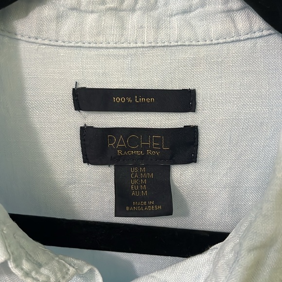 Rachel Roy blue linen shirt size M - Picture 4 of 6